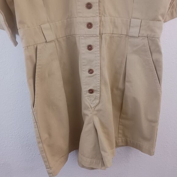 RACHEL COMEY Larch Butter Beige Short Sleeve Button Romper Shortsuit size 10 - Picture 2 of 7